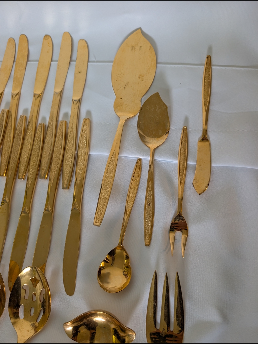 Vintage Golden Flatware Set Stainless Japan Mid Century 60+ Pc - Picture 3 of 4